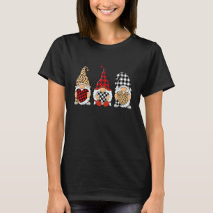 Three Gnomes Holding Leopard Heart & Plaid Valenti T-Shirt