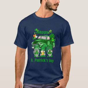 Three Gnomes Holding Shamrock & Beer Truck St Patr T-Shirt