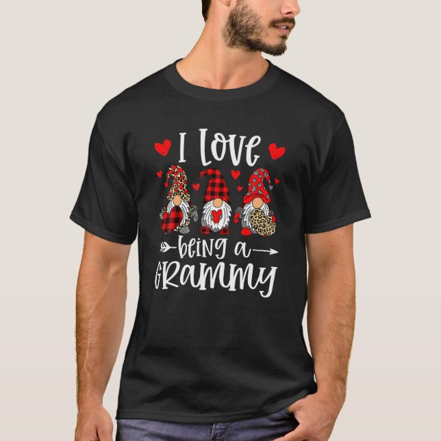Three Gnomes I Love Being A Grammy Valentines Day T-Shirt (Front)