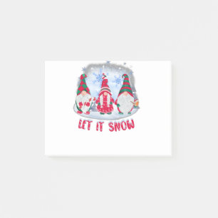 Three Gnomes In Red Let It Snow Gnome Christmas Lo Post-it Notes