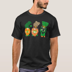 Three Gnomes Lucky Horseshoe Leopard Plaid St Patr T-Shirt