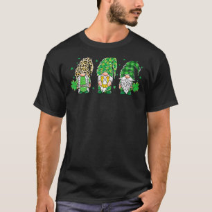 Three Gnomes Lucky Horseshoe Leopard Plaid St Patr T-Shirt