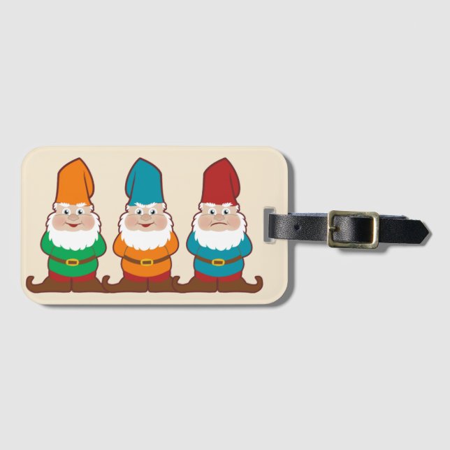 Three Gnomes Luggage Tag (Front Horizontal)