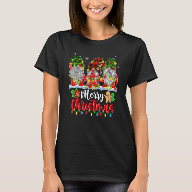 Three Gnomes Matching Family Merry Christmas Tree  T-Shirt (Front)