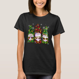 Three Gnomes Men Women Buffalo Plaid Red Christmas T-Shirt