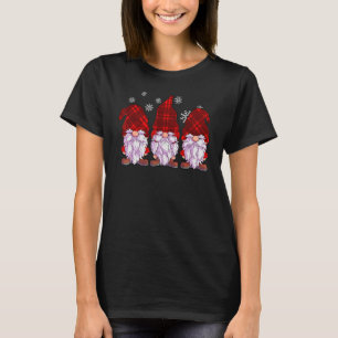 Three Gnomes  Men Women Red Buffalo Plaid Christma T-Shirt