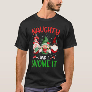Three Gnomes Naughty And I Gnome It Christmas Gnom T-Shirt