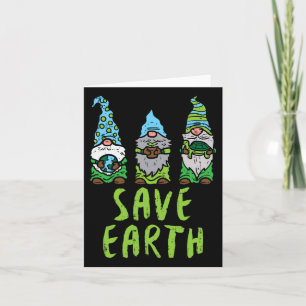 Three Gnomes Plant Turtle Save Earth Gardening Gar Card
