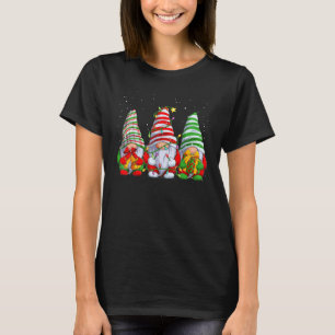 Three Gnomes Red Christmas Snowflakes Men Women Ki T-Shirt
