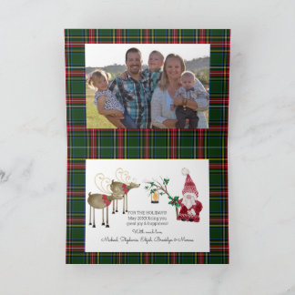 Three Gnomes Reindeer Christmas Family Photo Holiday Card