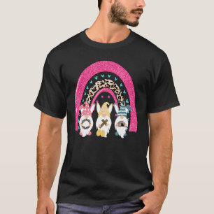Three Gnomes Risen Leopard Rainbow Happy Easter 20 T-Shirt