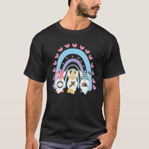 Three Gnomes Risen Leopard Rainbow Happy Easter 20 T-Shirt