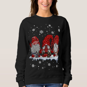 Three gnomes sewing and quilting christmas gift sweatshirt