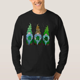 Three Gnomes Shamrocks Buffalo Plaid Leopard St Pa T-Shirt