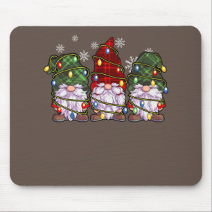Three Gnomes Shirt Men Women Buffalo Plaid Red Mouse Pad