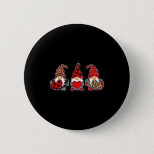 Three Gnomes Valentine Plaid Buffalo Leopard Coupl 6 Cm Round Badge