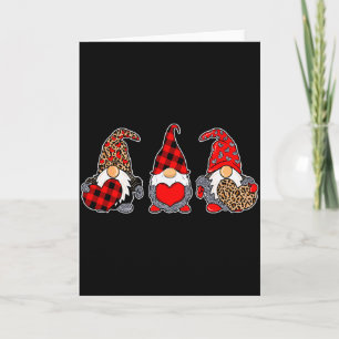 Three Gnomes Valentine Plaid Buffalo Leopard Coupl Card