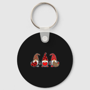 Three Gnomes Valentine Plaid Buffalo Leopard Coupl Key Ring