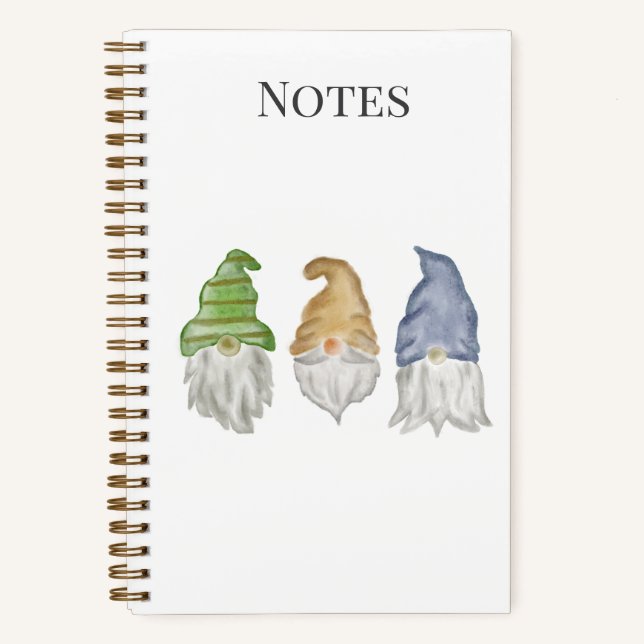 Three Gnomes Watercolor Spiral Notebook  (Front)