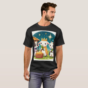 three goats are standing in a field with a basket T-Shirt