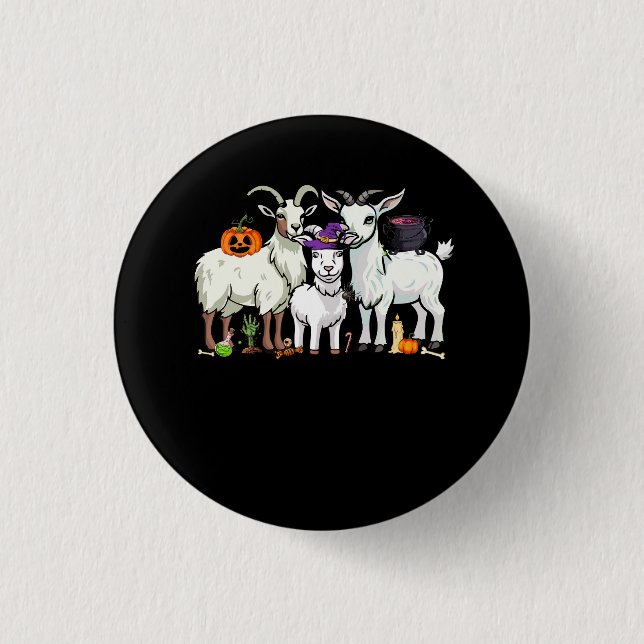 Three Goats Funny Witch Scary Mummy Halloween Zomb 3 Cm Round Badge (Front)