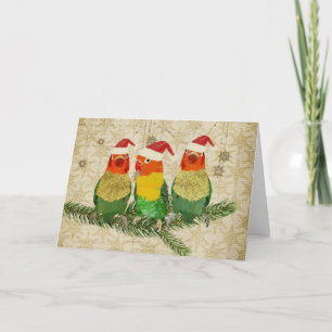 Three Golden Birds Christmas Card