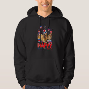 Three Golden Retriever Dogs American Flag Happy 4t Hoodie