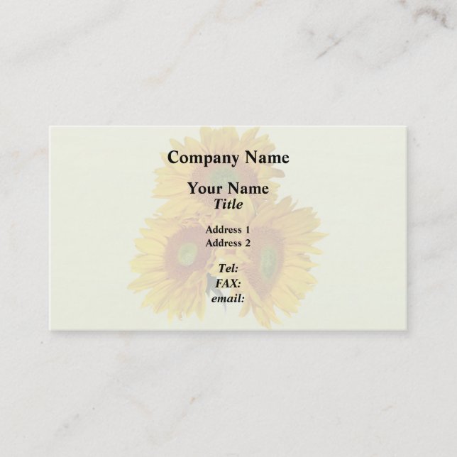 Three Golden Sunflowers Business Card (Front)