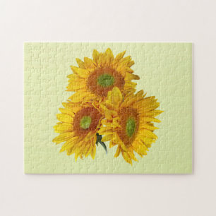 Three Golden Sunflowers Jigsaw Puzzle