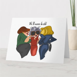 Three Gossipers Cartoon Birthday Card Customisable