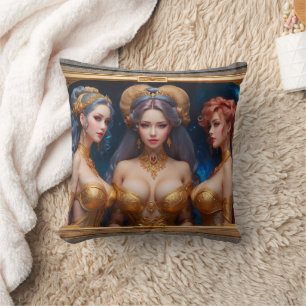 Three Graces Of Greek Mythology by Xzendor7 Cushion