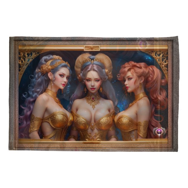 Three Graces Of Greek Mythology by Xzendor7 Pillowcase (Back)