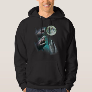Three Great White Sharks Howl at Moon 3 Wolfs Funn Hoodie