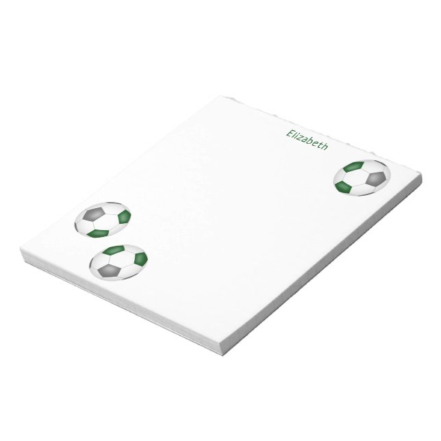 three green grey soccer balls personalised notepad (Rotated)