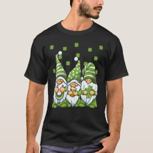 Three Green Irish Gnomes Shamrock Clover St Patric T-Shirt