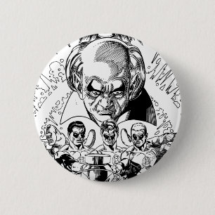 Three Green Lanterns Comic Cover, Black and White 6 Cm Round Badge