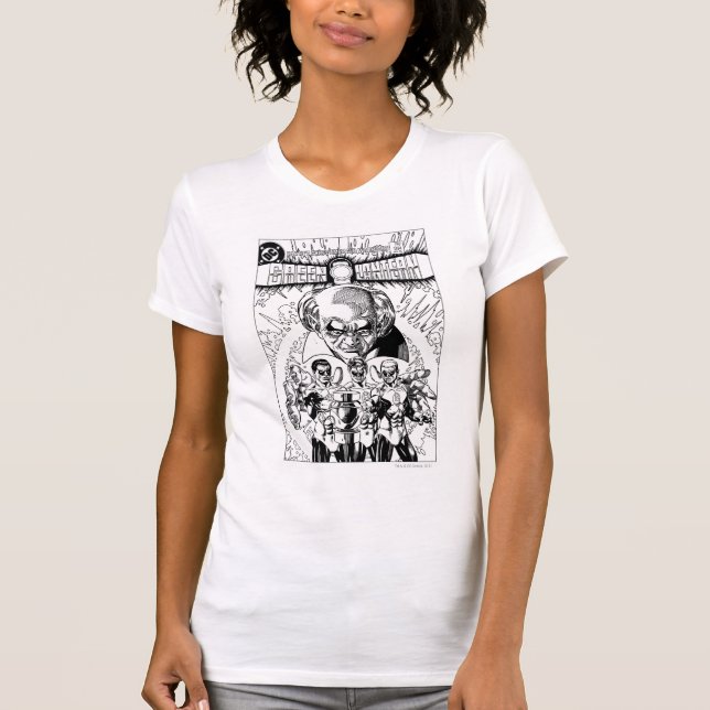 Three Green Lanterns Comic Cover, Black and White T-Shirt (Front)