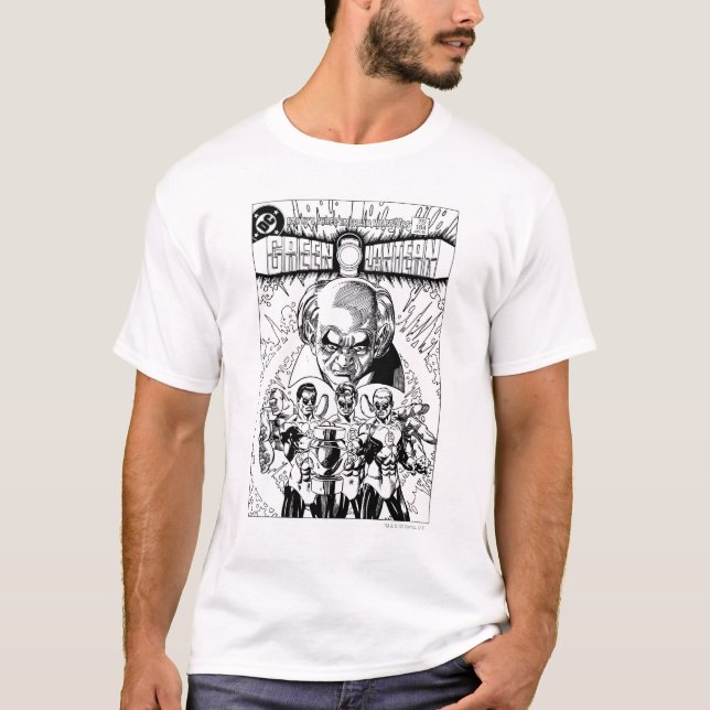 Three Green Lanterns Comic Cover, Black and White T-Shirt (Front)