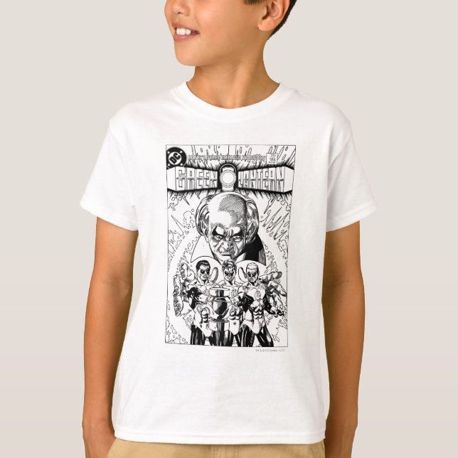Three Green Lanterns Comic Cover, Black and White T-Shirt (Front)