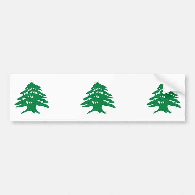 THREE Green Lebanon Cedar Tree Bumper Sticker (Front)