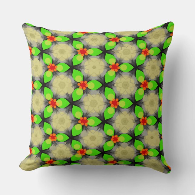 Three Green Petals Flowers Cushion (Front)