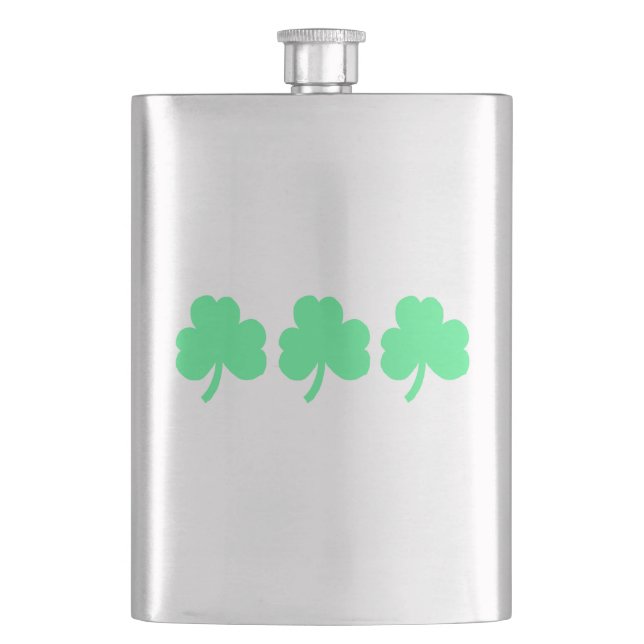 Three Green Shamrock Trinity Hip Flask (Front)