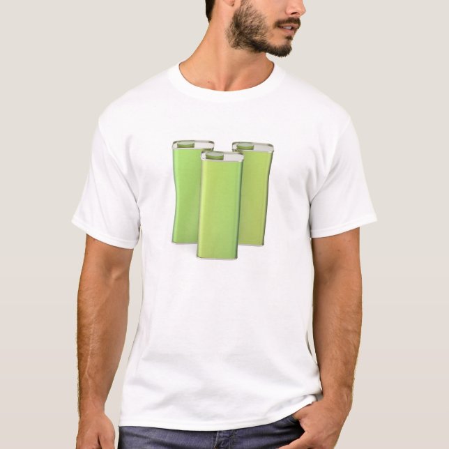 Three green square tin cans T-Shirt (Front)