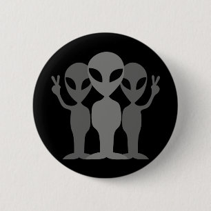 Three Grey Space Aliens 6 Cm Round Badge
