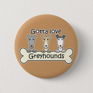 Three Greyhounds 6 Cm Round Badge