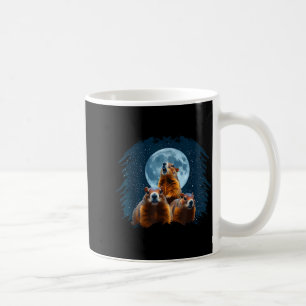 Three Groundhog Head And Moon Happy Groundhog Day Coffee Mug