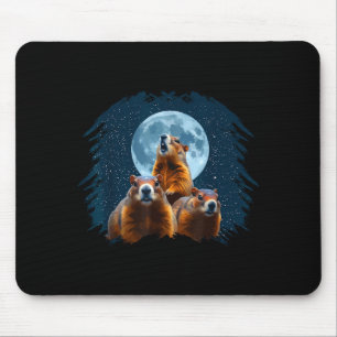 Three Groundhog Head And Moon Happy Groundhog Day  Mouse Pad