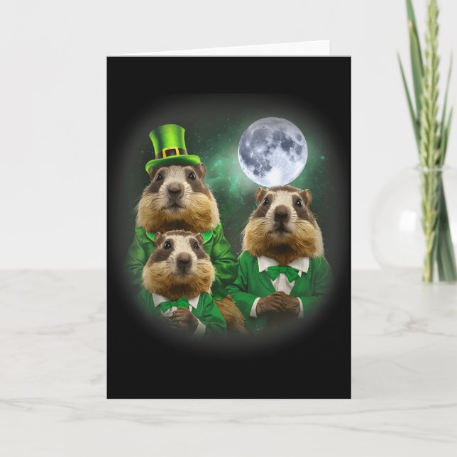 Three Groundhog Moon 3 Groundhog Day Head St Patri Card (Front)