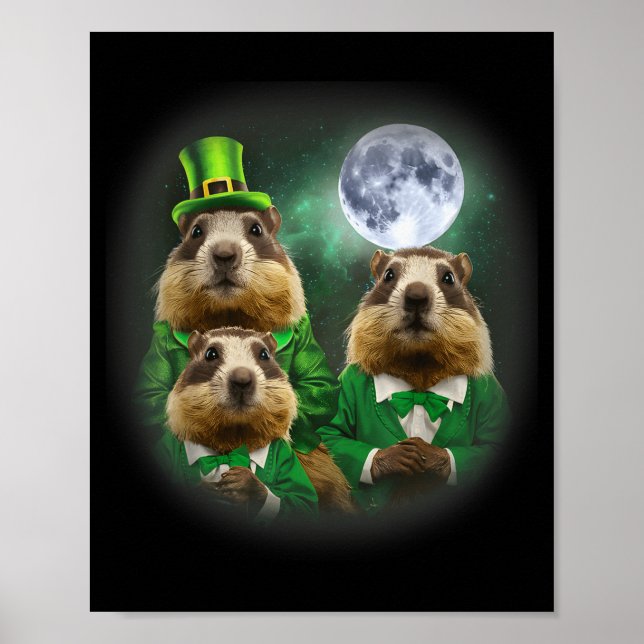 Three Groundhog Moon 3 Groundhog Day Head St Patri Poster (Front)