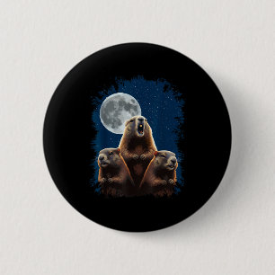 Three Groundhogs And A Moon Funny Groundhog Day  6 Cm Round Badge